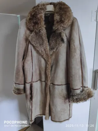 Cappotto Shearling Pelo Lungo Beige/Marrone