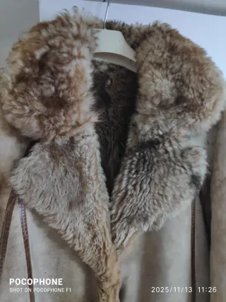 Cappotto Shearling Pelo Lungo Beige/Marrone