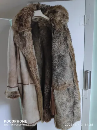 Cappotto Shearling Pelo Lungo Beige/Marrone