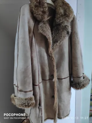 Cappotto Shearling Pelo Lungo Beige/Marrone