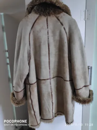 Cappotto Shearling Pelo Lungo Beige/Marrone