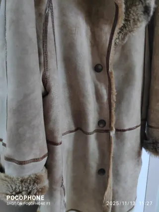 Cappotto Shearling Pelo Lungo Beige/Marrone