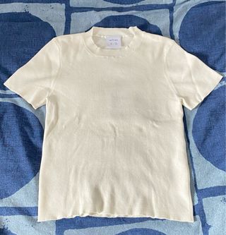 Camiseta punto manga corta cuello redondo branco