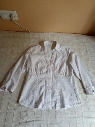Camisa mujer manga francesa blanca