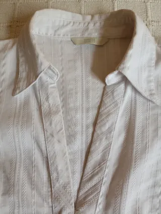 Camisa mujer manga francesa blanca