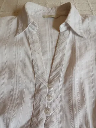 Camisa mujer manga francesa blanca