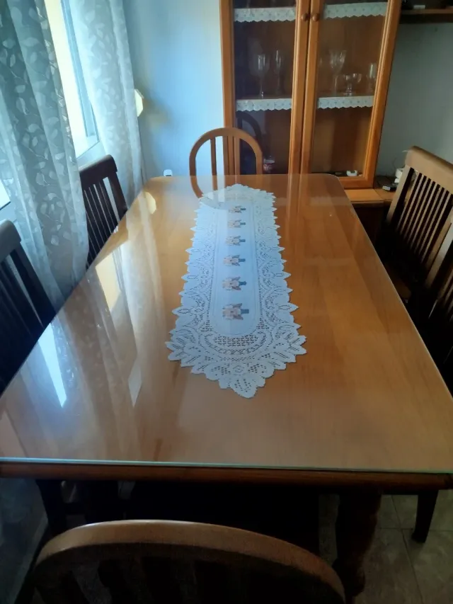 Mesa de comedor madera y cristal