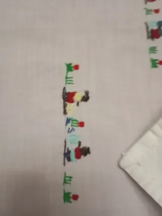 Mantelería Algodón Bordada Mano Multicolor