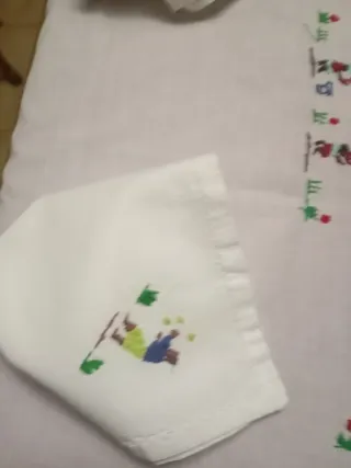 Mantelería Algodón Bordada Mano Multicolor