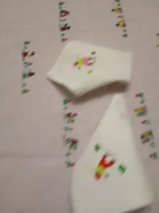 Mantelería Algodón Bordada Mano Multicolor