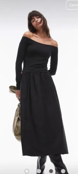 Vestido Mango Negro Midi Talla M