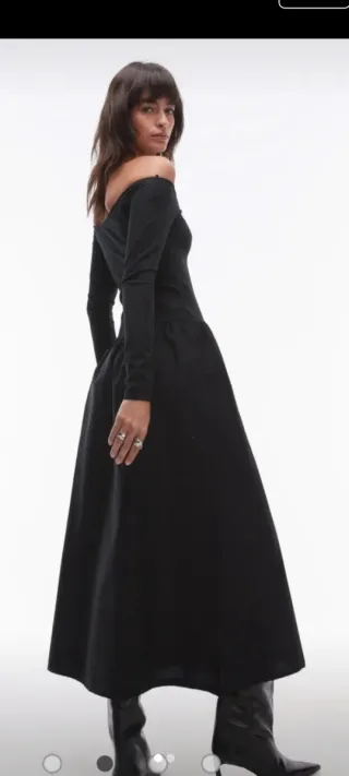 Vestido Mango Negro Midi Talla M