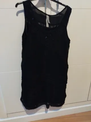 Vestido fiesta pedrería negro