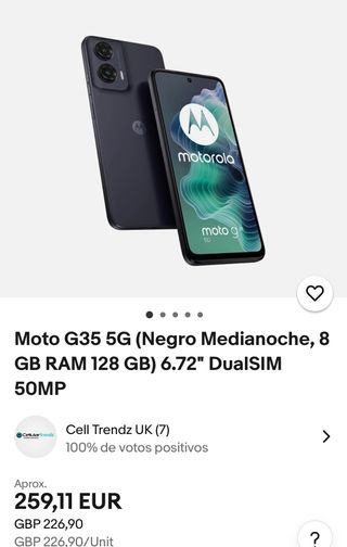 MOTOROLA G35 5G PRECINTADO NEGRO MEDIA NOCHE 128GB