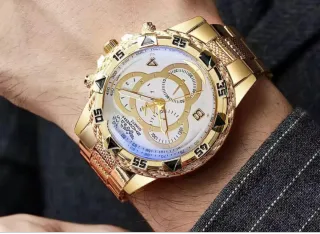 Reloj hombre Dorado y Blanco