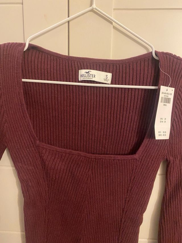 Jersey Hollister manga larga escote cuadrado