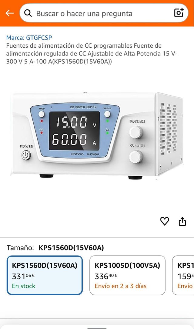 Alimentatore programmabile KPS1560D 15V 60A