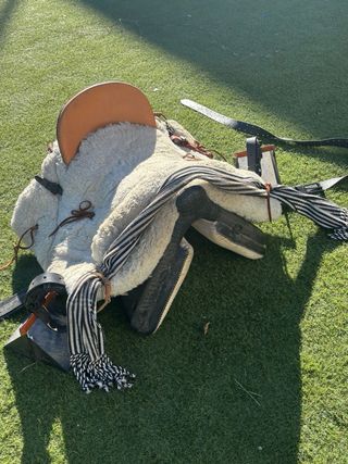 Montura Vaquera, estribos y secador metálico.