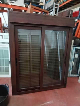 2 ventanales  nogal de 150x187 palilleria inglesa