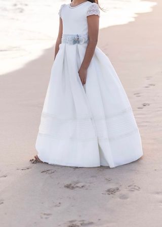 Vestido Comunión Rosa Clara Blanco
