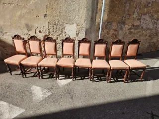 8 sedie antiche noce massello epoca 1880