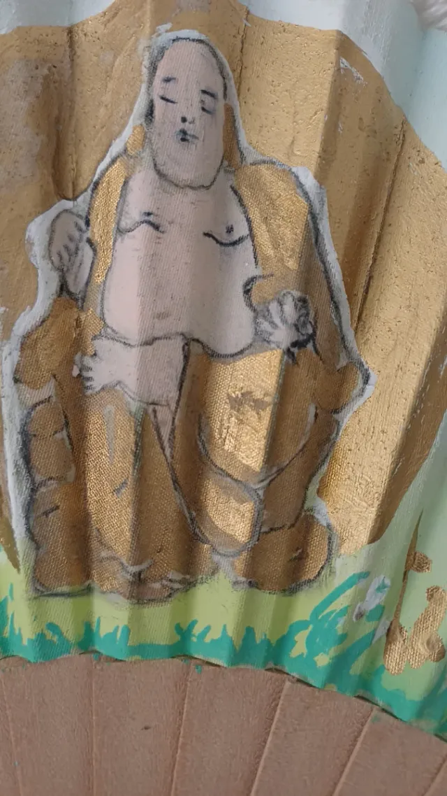 Abanico Pintura Buda Regalo Navidad