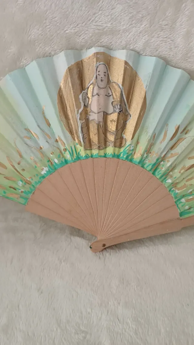 Abanico Pintura Buda Regalo Navidad