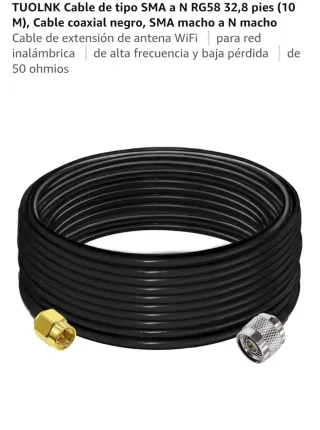 Cable Extensión WiFi SMA a N RG58 10M