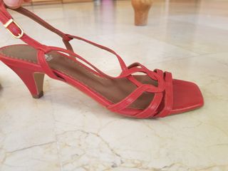 Sandalias Tacón Rojo Talla 38
