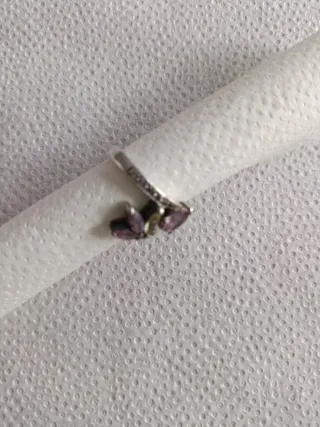 Anillo Plata con Piedras Rosas y Verdes