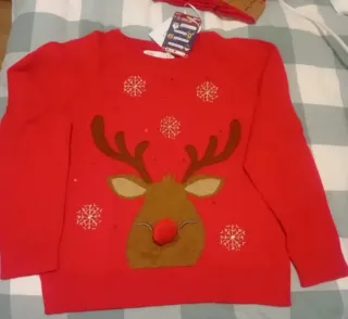 Jersey Navideño Reno Niña Talla 9-10