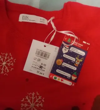 Jersey Navideño Reno Niña Talla 9-10