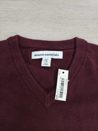 Jersey Hombre con Cuello en V Burdeos Talla XXL