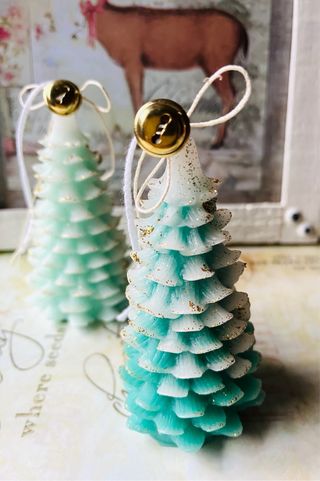 Set 2 Candele Albero Natale Teal & Verde