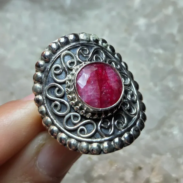 Anillo XL Plata 925 con Rubí