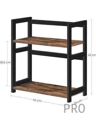 Porta spezie a 2 livelli, scaffale da banco, organizer in bambù, per cucina, sala da pranzo, ufficio, marrone vintage e nero OFS046B01