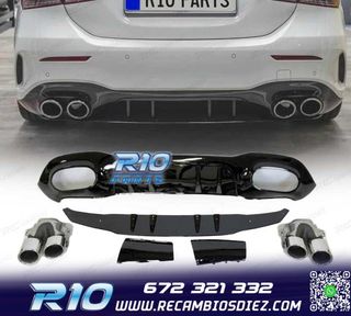 DIFUSOR MERCEDES CLASE A V177 AMG 18- SEDAN LOOK A45 + COLAS