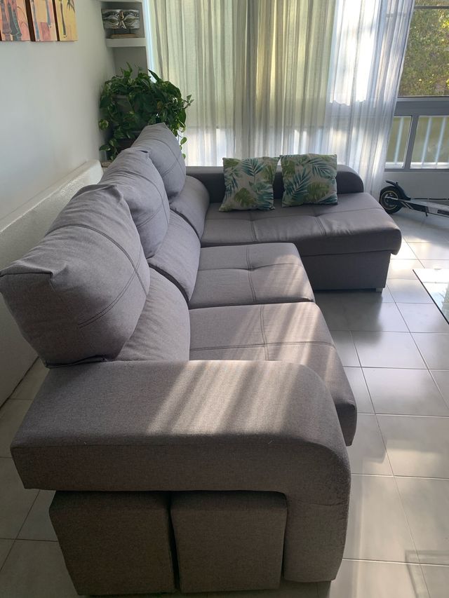 Sofá chaise longue Jysk gris tela muy buen estado