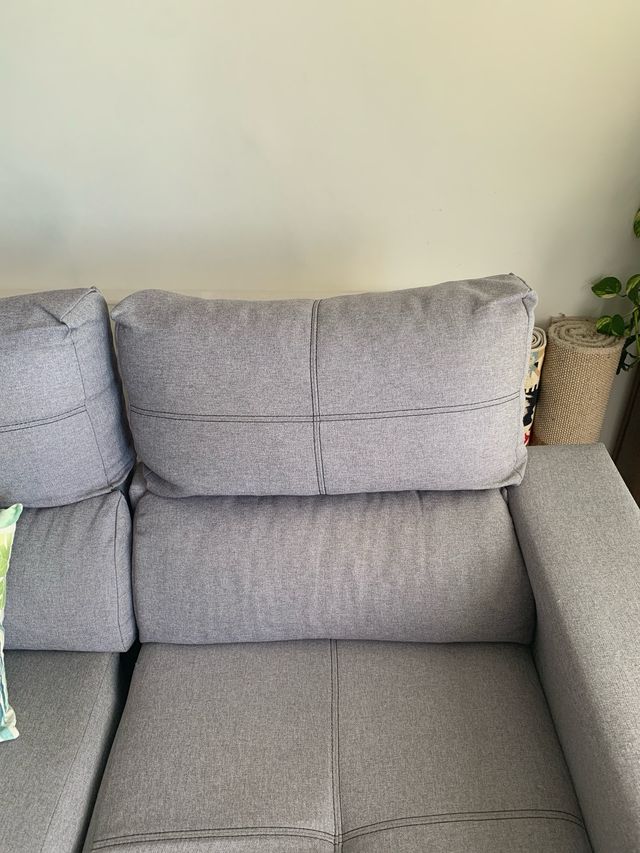 Sofá chaise longue Jysk gris tela muy buen estado