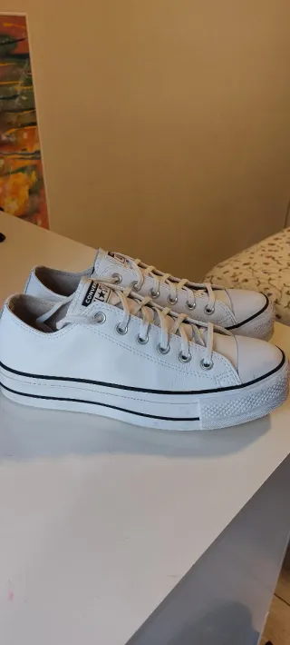 Converse All Star Piel Blanca Plataforma