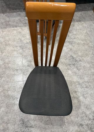 4 Sillas Comedor Madera Marrón Asiento Gris