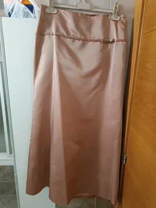 Conjunto falda y top fiesta beige/rosa