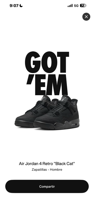 Air Jordan 4 Retro Black Cat Talla 48.5