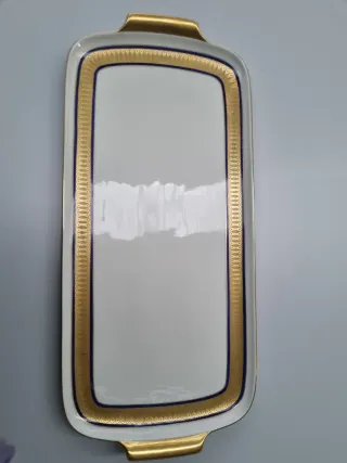 Vassoio rettangolare con manici dorati