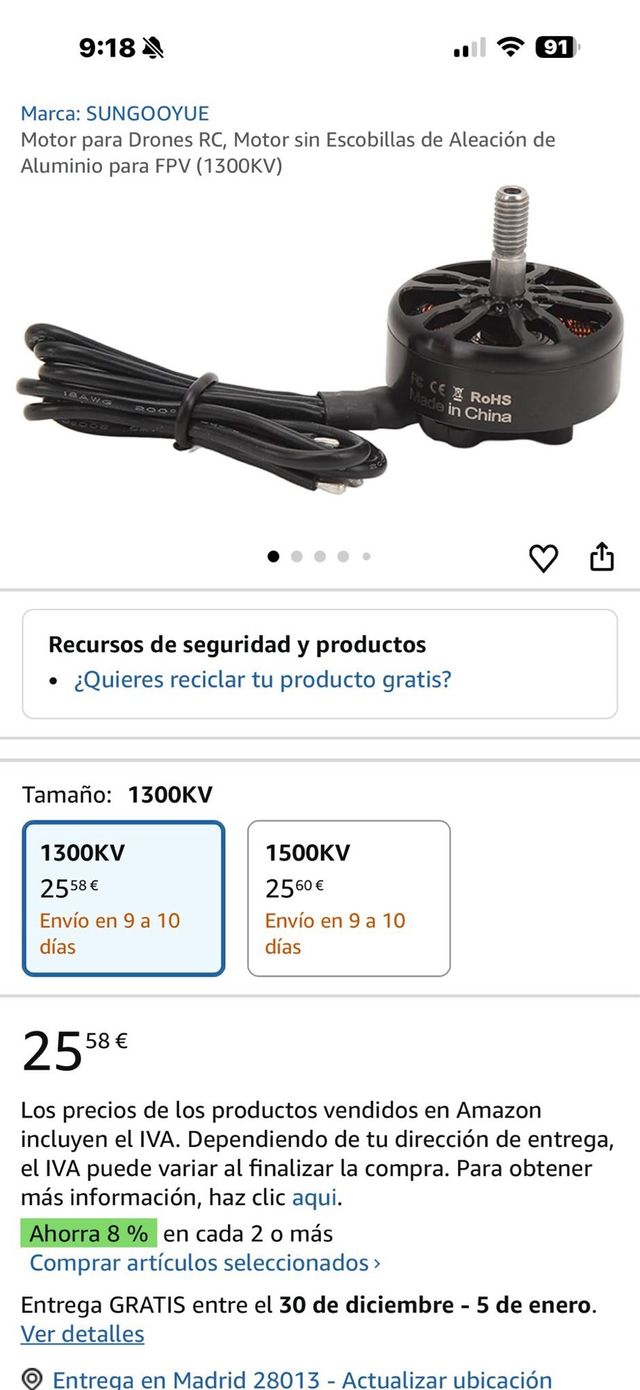 Motor Dron SUNGOOYUE 1300KV Aluminio FPV