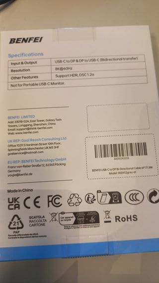 Cable USB-C a Display Port 1.8m