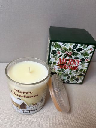 Candela Natale Vetro Decorata