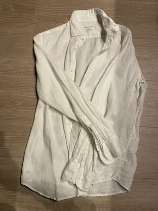 Camisa Massimo Dutti Lino Blanca Talla M