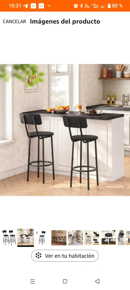 Set di 2 sgabelli alti da cucina in metallo