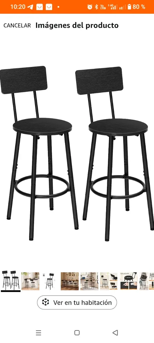 Set di 2 sgabelli alti da cucina in metallo